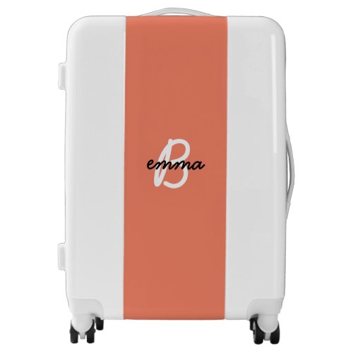 Coral Name  Initial Modern Trendy Stylish Orange Luggage