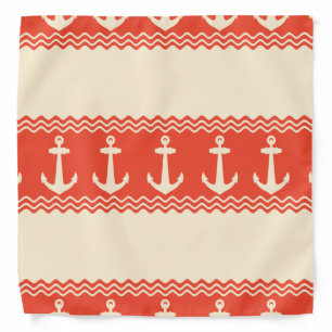 Coral Nautical Anchor Coastal Stripes Bandana