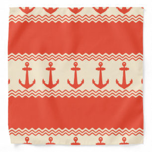 Coral Nautical Anchor Coastal Stripes Bandana