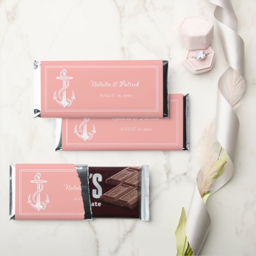 Coral Nautical Anchor Hershey Bar Favors