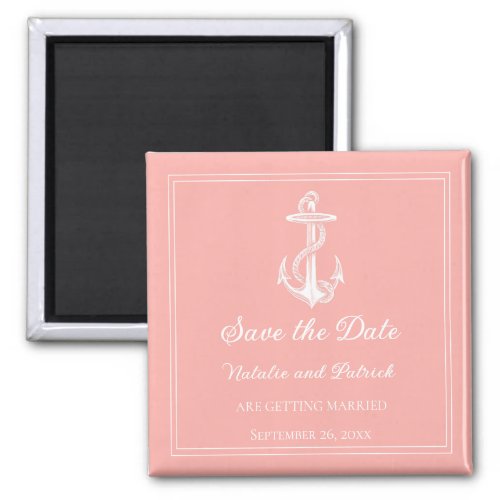 Coral Nautical Anchor Save the Date Magnet