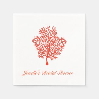 Coral Nautical Bridal Wedding Napkin