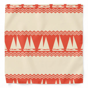 Coral Nautical Sailboat Coastal Stripes Bandana