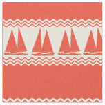Coral Nautical Sailboat Coastal Stripes Fabric