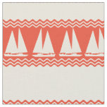 Coral Nautical Sailboat Coastal Stripes Fabric