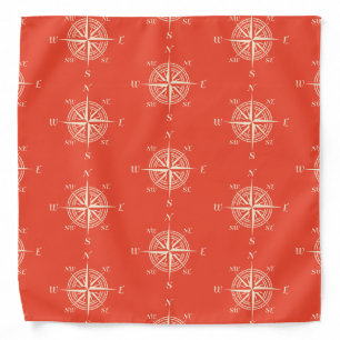 Coral Nautical Sailing Compass Bandana