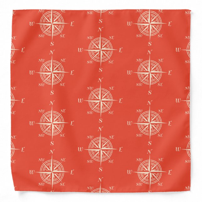Coral Nautical Sailing Compass Bandana (Front)