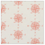 Coral Nautical Sailing Compass Fabric