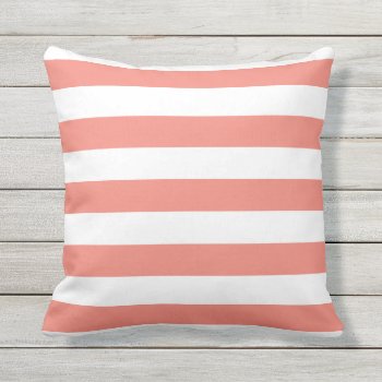 Coral Nautical Stripes Outdoor Pillows by Richard__Stone at Zazzle