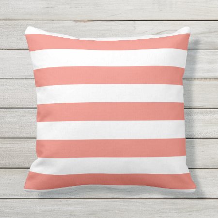 Coral Nautical Stripes Outdoor Pillows