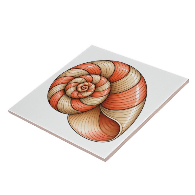 Coral Nautilus Ceramic Tile (Side)