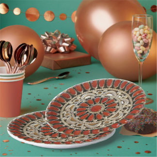 Coral Navajo Jewelry Paper Plate