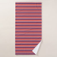 Coral, navy blue and white five stripes pattern