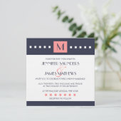 Coral Navy Blue Monogram Wedding Invitations | Zazzle