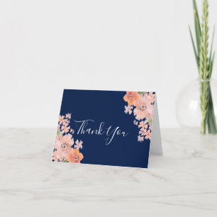 Coral & Navy Floral Scripture Thank You Card
