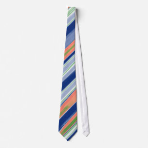 Coral Navy Mint Abstract Stripes Neck Tie