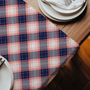 Coral Navy Plaid For Stylish Modern Table Look Long Table Runner