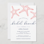 Coral & Navy Starfish Bridal Shower Brunch Invitation (Front)