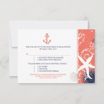 Coral Navy White Nautical Wedding Response by BridalHeaven at Zazzle