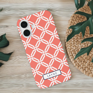 Coral Octagon Link Pattern iPhone 16 Case