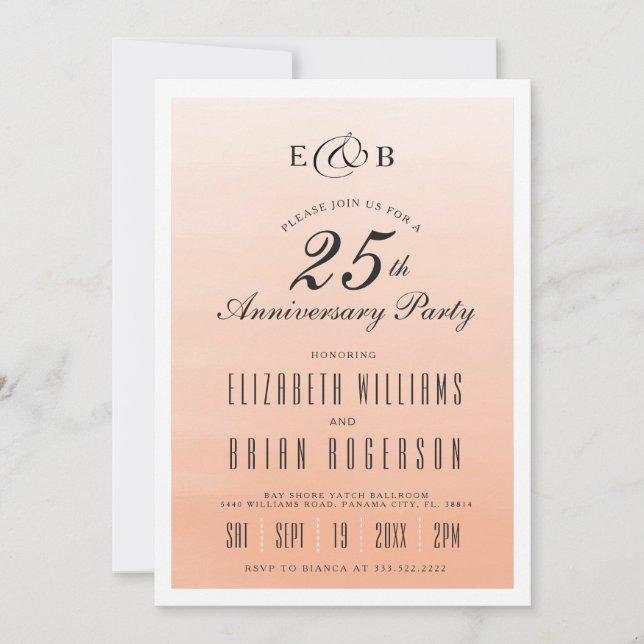 Coral Ombre | Anniversary Invitation (Front)