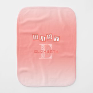 Coral Ombre Baby Block Custom Monogram Name