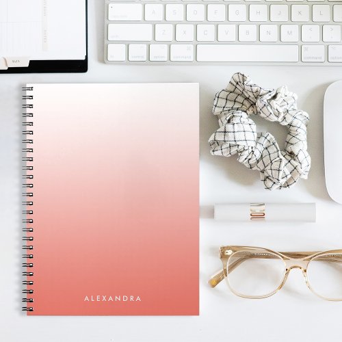 Coral Ombre Gradient Personalized Notebook