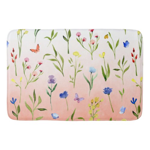 Coral Ombre Wildflower Bath Mat