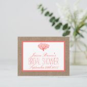 Coral On Burlap Beach Bridal Shower Recipe Cards (Standing Front)