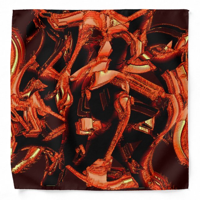 Coral or dark salmon destroyed, black background bandana (Front)