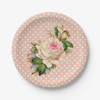 Vintage Rose Paper Plates 10