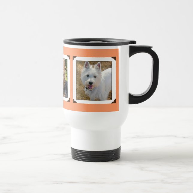 Coral Orange Dog Lovers Multi-Photo Travel Mug (Right)