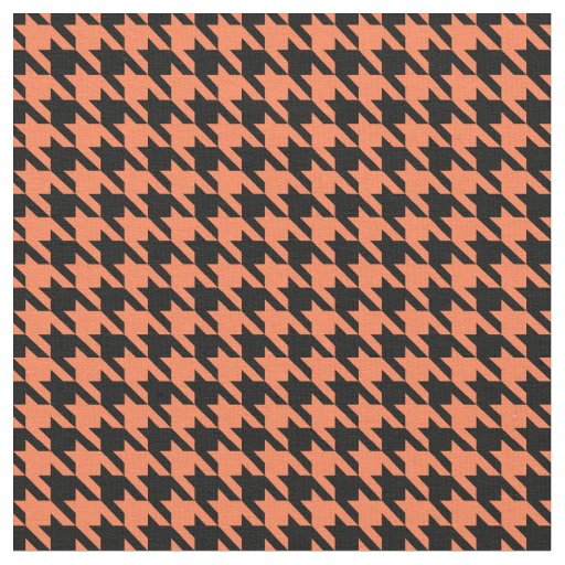 coral orange houndstooth halloween plaid fabric