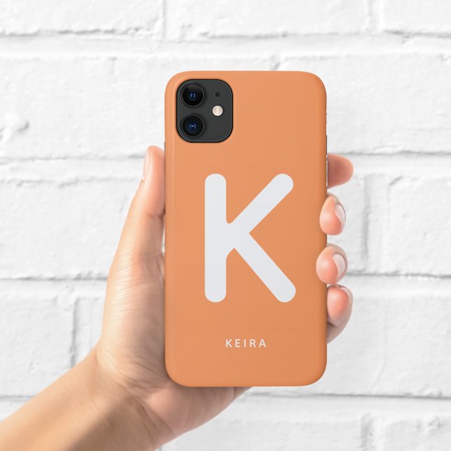 Coral Orange Monogram Phone Case (Creator Uploaded)