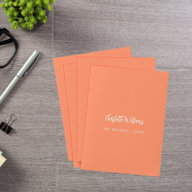 Coral orange name script  pocket folder (Creator Uploaded)
