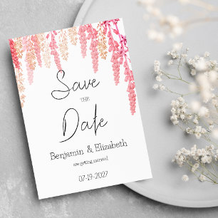 Coral orange pink elegant floral Save the Date Invitation
