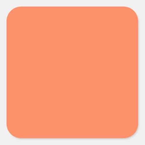 Coral Orange Pink Solid Color Square Sticker