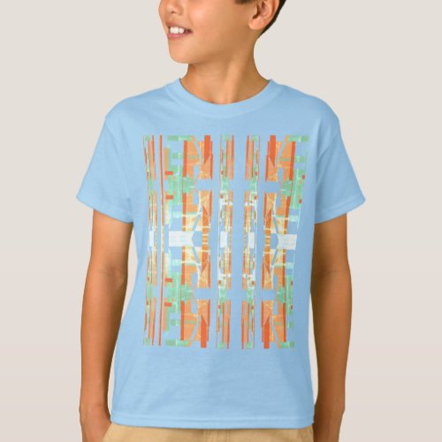 Coral Orange Seafoam White Mediterranean Tiles T_Shirt