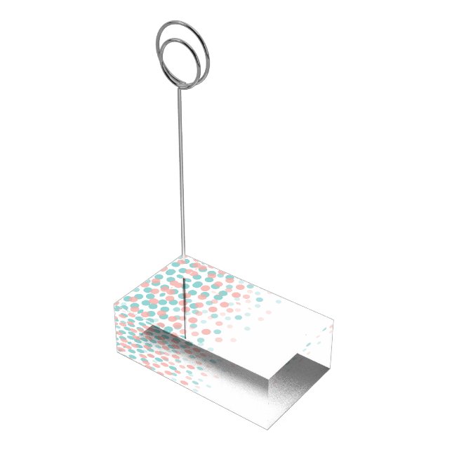 Coral orange & teal green table card holder (Corner)