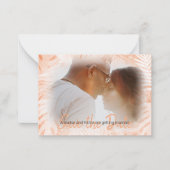 Coral Orange Tropical Palm Leaf Save-the-Date Card (Front)