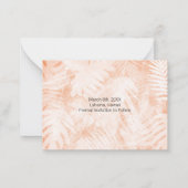Coral Orange Tropical Palm Leaf Save-the-Date Card (Back)