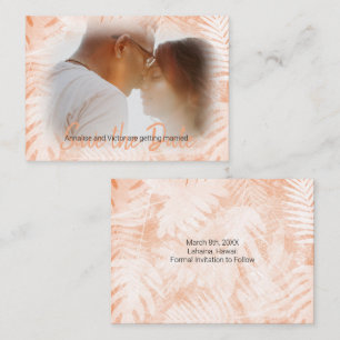 Coral Orange Tropical Palm Leaf Save-the-Date Card