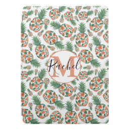 Coral Orange Watercolor Floral Pineapples Pattern iPad Pro Cover