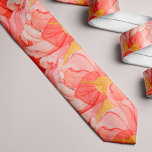 Coral orange watercolor floral summer pattern neck tie<br><div class="desc">Coral pink and orange red watercolor flower petals patterned men necktie for a trendy stylish summer outfit.</div>