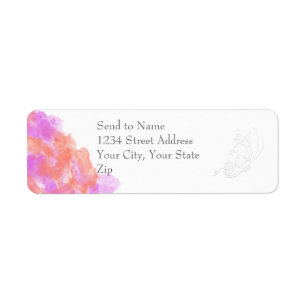 Coral Orchid Watercolor Butterfly Bliss Address Label
