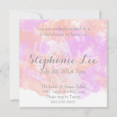 Coral Orchid Watercolor Butterfly  Bridal Shower Invitation (Back)