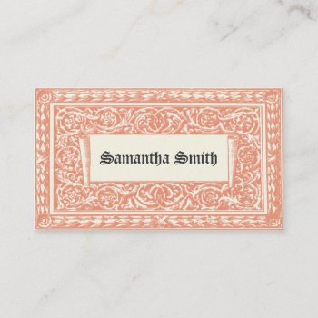 Coral Ornate Rustic Antique Scroll Banner Design Business Card by camcguire at Zazzle