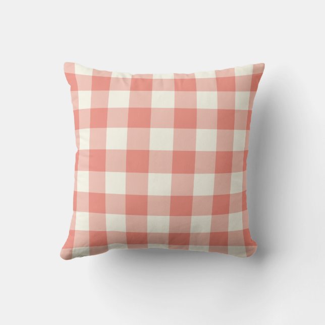 Coral Outdoor Pillows Gingham Pattern Zazzle