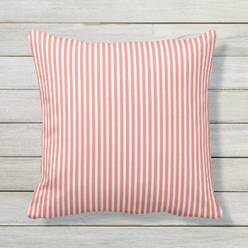 Coral Outdoor Pillows - Oxford Stripe by Richard__Stone at Zazzle