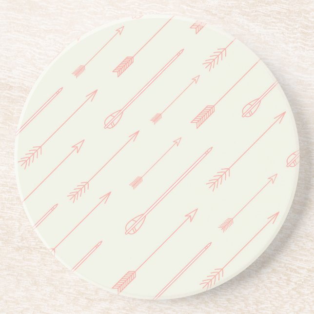 Coral Outlined Arrows Pattern Drink Coaster (Front)
